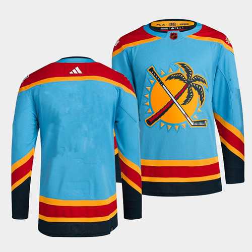 Mens Florida Panthers Blank Blue 2022 Reverse Retro Stitched Jersey Dzhi->florida panthers->NHL Jersey